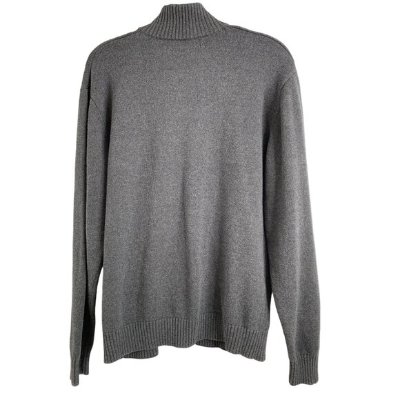Oscar De La Renta Sweater Mens XL 1/4 Zip Gray Cotton Nordic Fair Isle 6860 - Picture 10 of 13